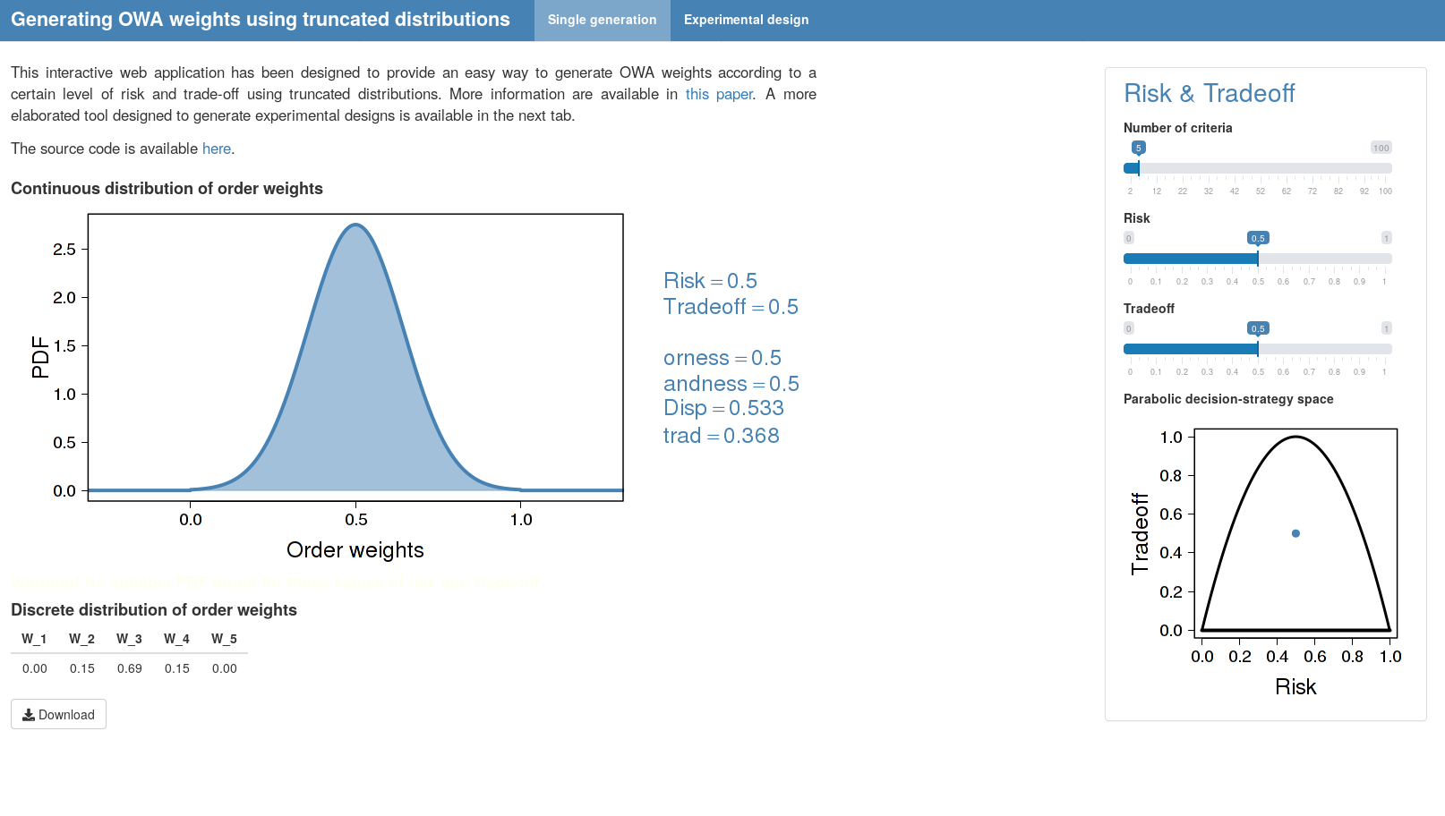 Screenshot of the OWA Shiny interactive web application